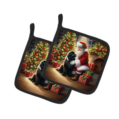 Caroline's Treasures Moments With Santa Polyester Potholder Set