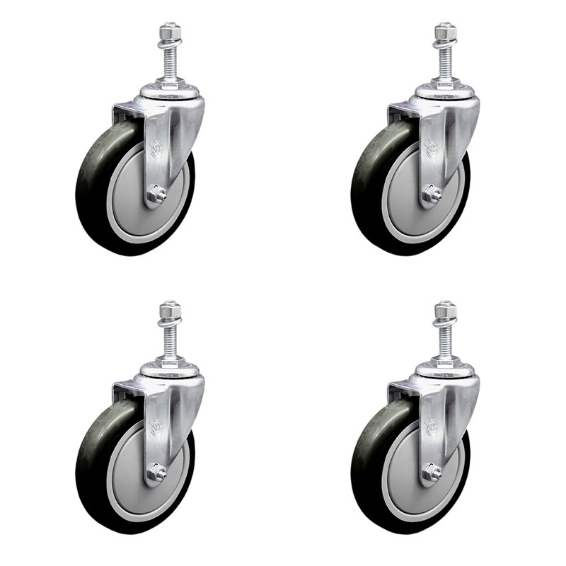 Ensemble de roulettes à tige filetée en polyuréthane 3/8 po 2 freins SCC