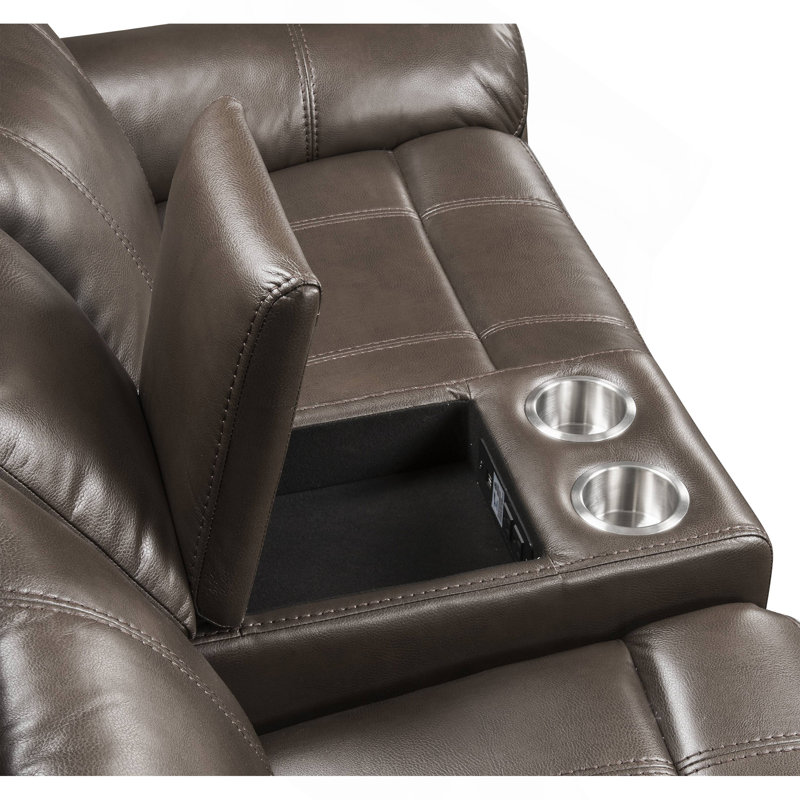 Causeuse en cuir Lydia Aire Motion avec port USB et console Lydia