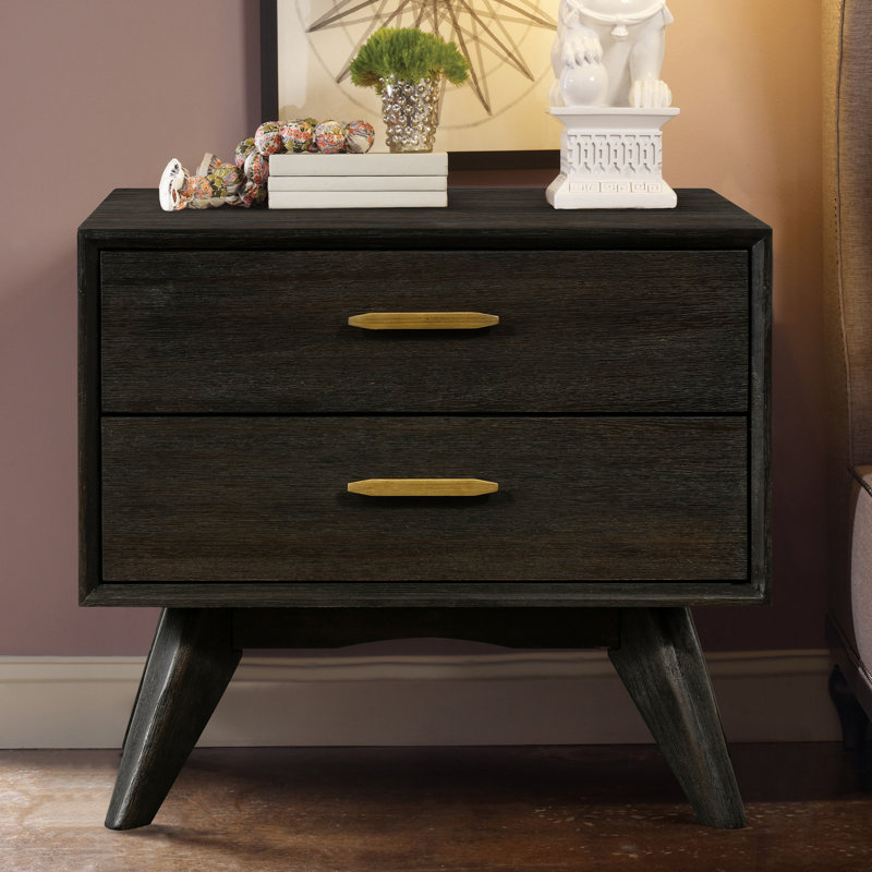 Table de chevet 2 tiroirs Mid-Century