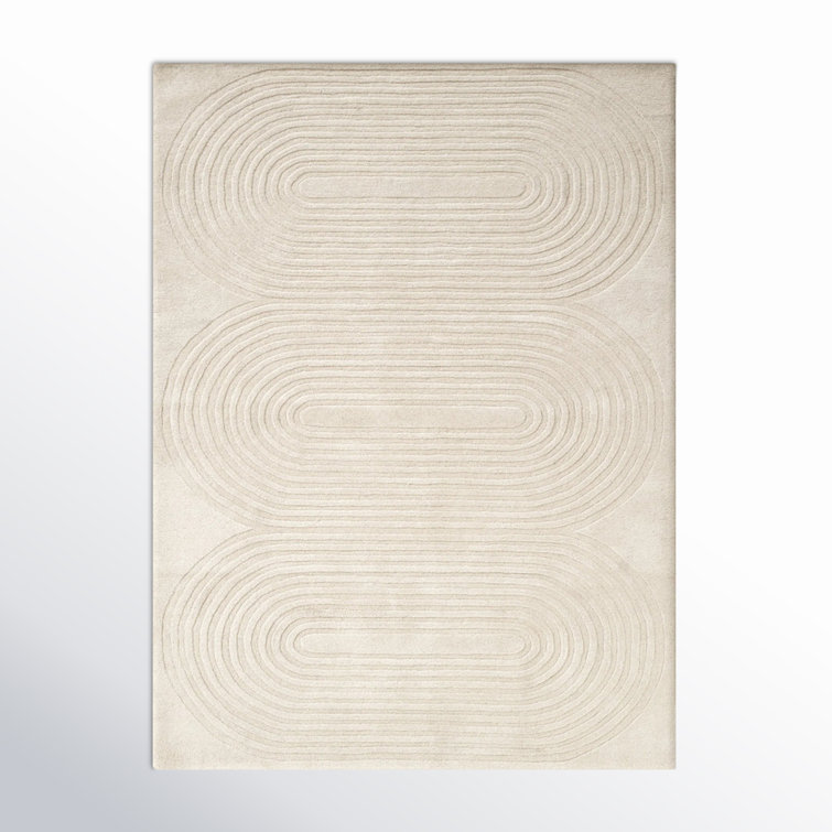 Tillie Geometric Handmade Tufted Wool Ivory Area Rug