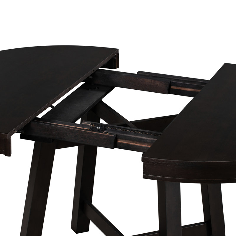 Table de salle à manger ronde extensible à thème, feuille 16 po, finition, bois massif, peut accueillir 6 personnes, table réglable en bois de 42 po à 58 po, assise et placage de chêne réglables de 58 po, structure
