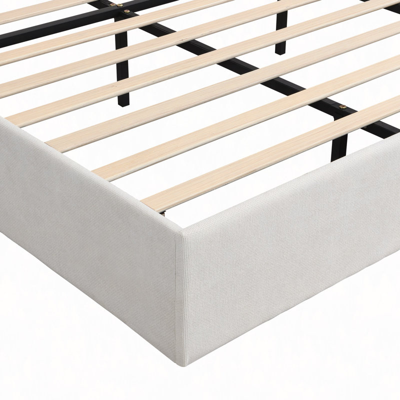 High Headboard Upholstered Bed, Floor Standing Bed Frame,Bed Frame, 12-Slat Support, Easy To Assemble, Chenille Cloth, No Box Spring Needed