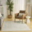 Power Loom Synthetic Fibers Abstract Area Rug in Ivory/Gray-74313764