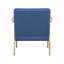 Chaise berçante d'appoint rembourrée en tissu bleu moderne avec structure en bois d'hévéa massif, finition naturelle - Meubles de salon contemporains-459862612-459862615