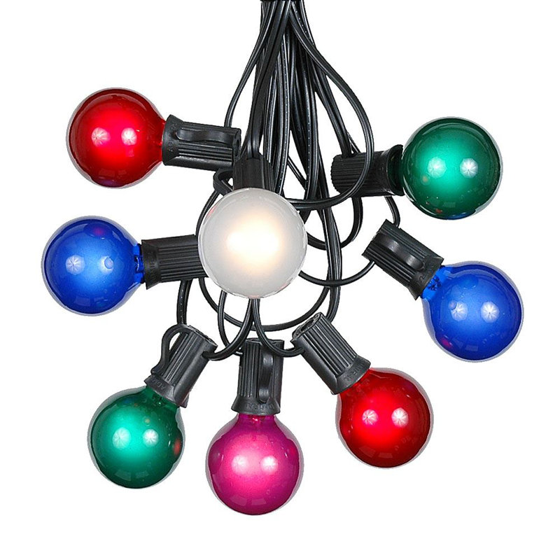 Patio Outdoor 25 - Bulb 25'' Plug-in Globe String Light, Green/Blue/Red, Black