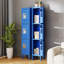 Casier en métal bleu de 66 po pour les vestiaires des employés et le bureau de la salle de sport - conception à trois compartiments, trous de ventilation, crochets intérieurs, compartiments ventilés pour garage, accessoires utiles, miroir