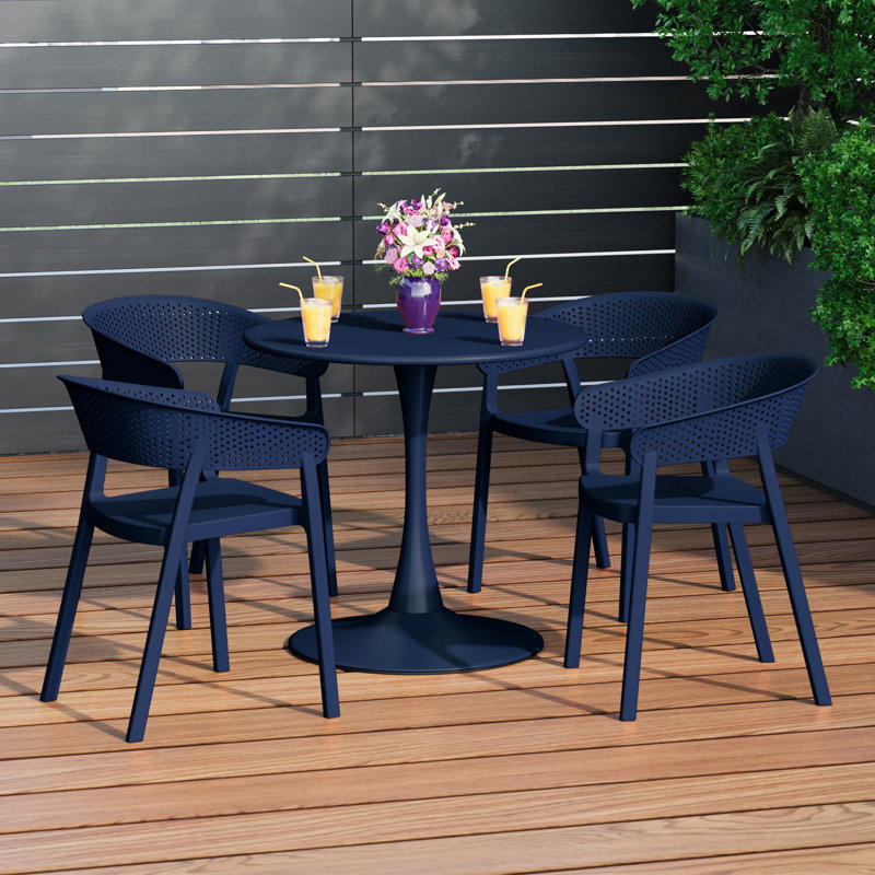 Ensemble repas extérieur pour 4 personnes, H 29 po x l 31,5 po x P 31,5 po, Marine, 4