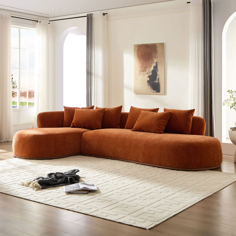 Canapé modulaire surdimensionné en L 134,63 po, Polyester orange