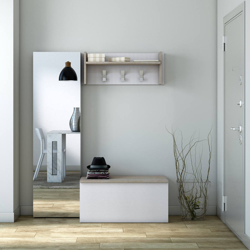 Chest Miltonia, Capacious Multipurpose Storage Box, Modern Chest, 100% Made In Italy, 90X45H45 Cm, White/Oak