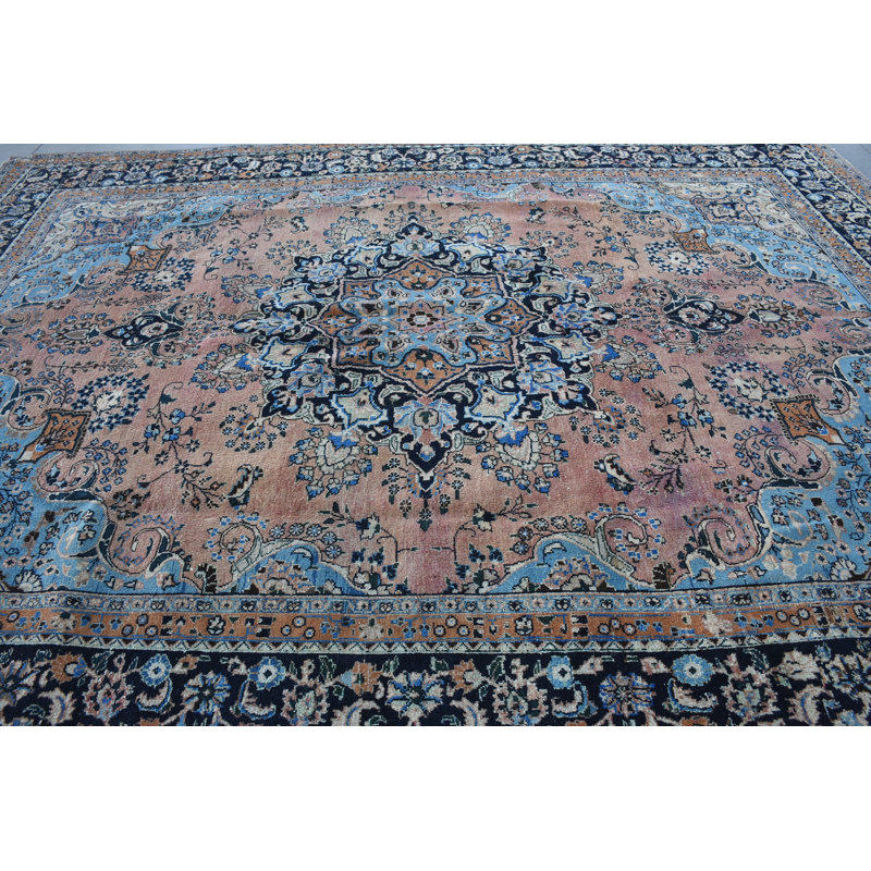 Tapis bleu en laine surdimensionné 110,2 x 147,2 pouces