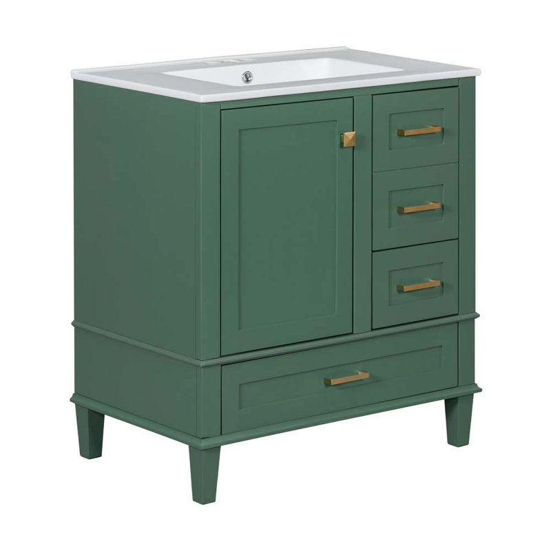 Jedrek 30" Bathroom Vanity, Modern Bathroom Cabinet with Sink Combo Set, Green