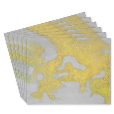 Gold Stains Polyester Placemats Set of 6 | Home Decor Elegance