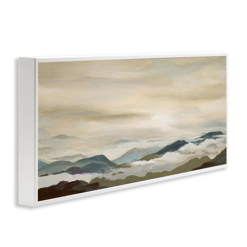 «Solenn Mountains Peeking», art de la giclée encadrée par Patricia Pinto, Giclée encadrée blanc bord de mer