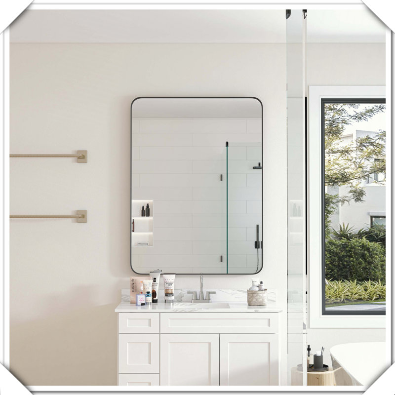 Metal Framed Rectangular Vanity Dressing Wall Decor Mirror, 40" H x 30" W
