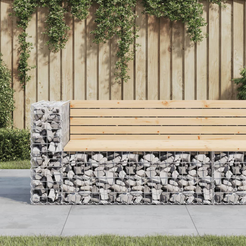 Banc de jardin d'extérieur en bois de pin massif, Naturel