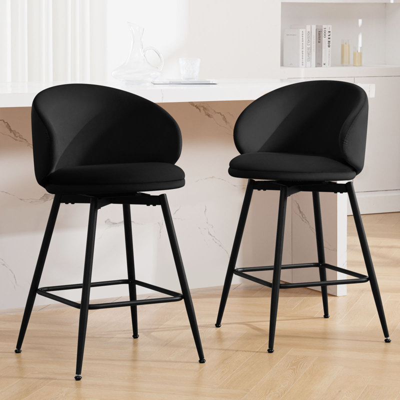 Tabourets pivotants rembourrés, Noir, Tabouret de bar (siège d'une hauteur de 30 po), 2