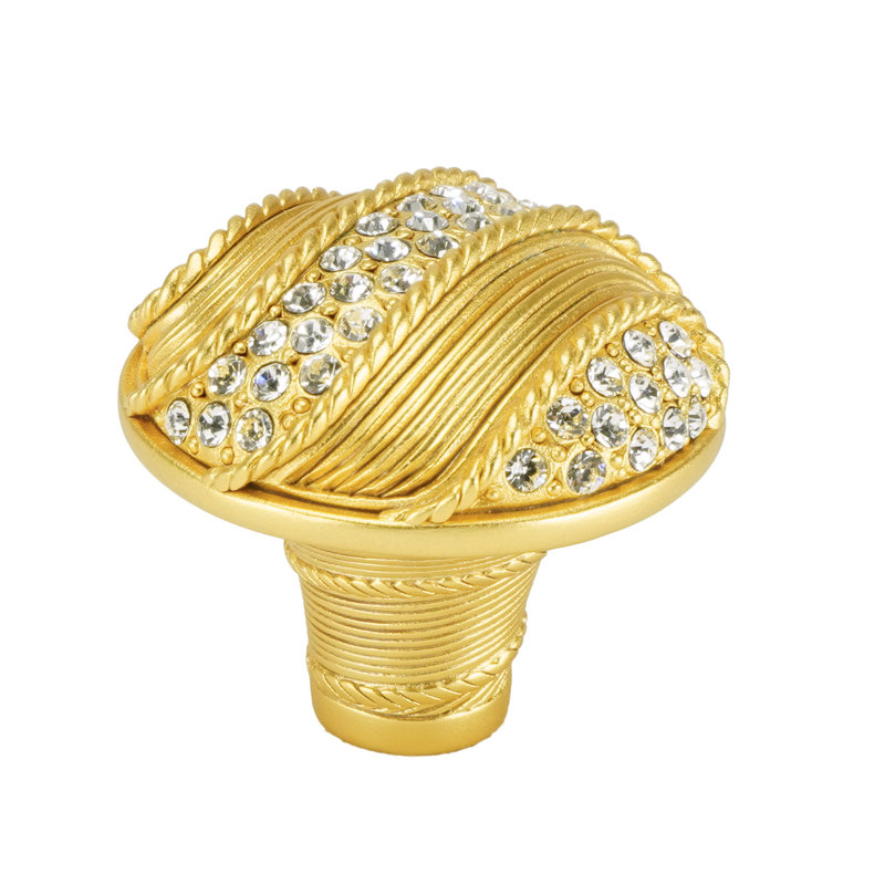 WALDORF KNOB; CLEAR CRYSTAL MUSEUM GOLD FINISH, Satin Gold