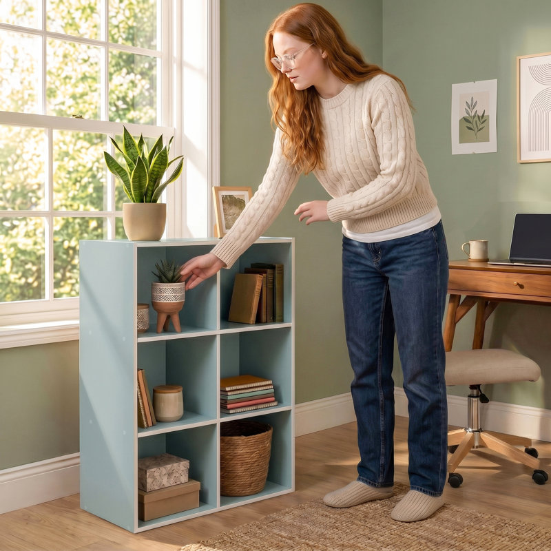 Bibliothèque de rangement Moduline, 6 cubes, Bleu clair