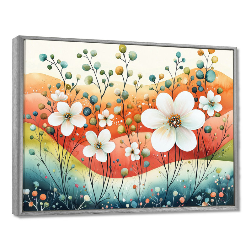 Désert, fleur de pommier, champ I, H 16 po x l 32 po, Picture Framed, Argent argent