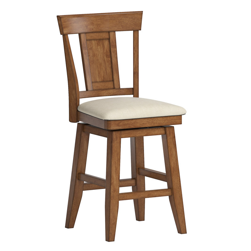 Fortville Swivel Upholstered Counter Stool, Oak, Counter Stool (25.78” Seat Height)