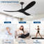 Ventilateur de plafond 72 pouces noir uni - aucune lumière incluse, conception contemporaine à 3 pales avec moteur réversible silencieux-1115238637-1109283313