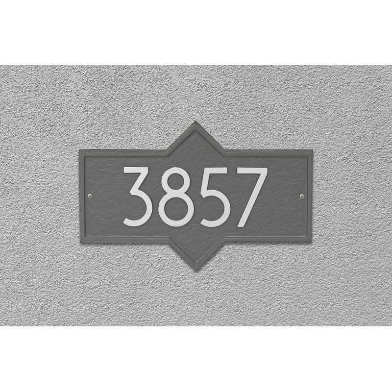 Plaque d'adresse murale personnalisée 1 ligne Hampton, Étain/Argent, Oui
