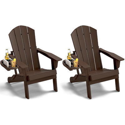Chaise Adirondack pliante en PEHD avec porte-gobelet résistant aux intempéries