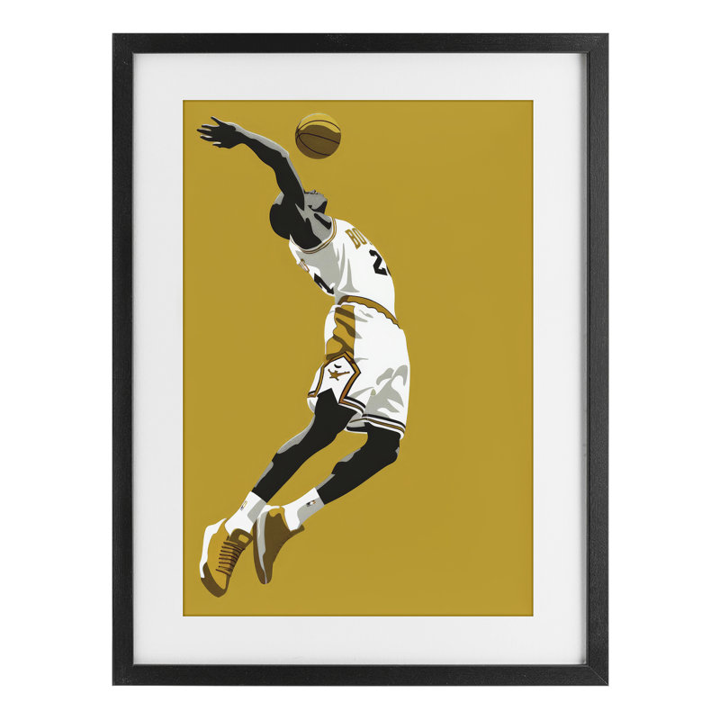 Iconic Basketball Dunk, reproduction encadrée sous verre, design par Ray Powers, H 23 po x l 17 po, Cadre noir minuit