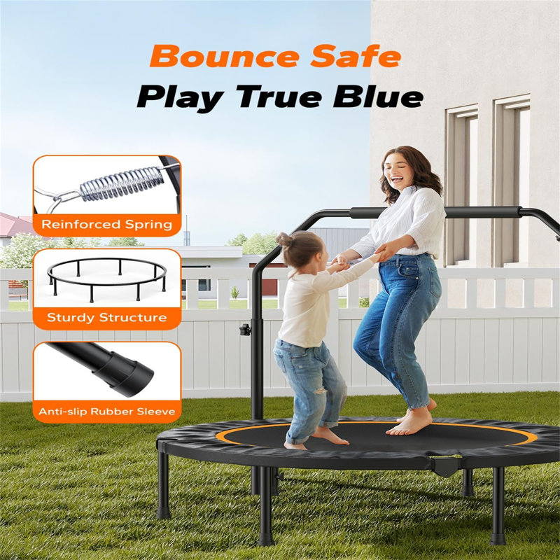 Wekli ft Round Fitness Trampoline with Handlebar