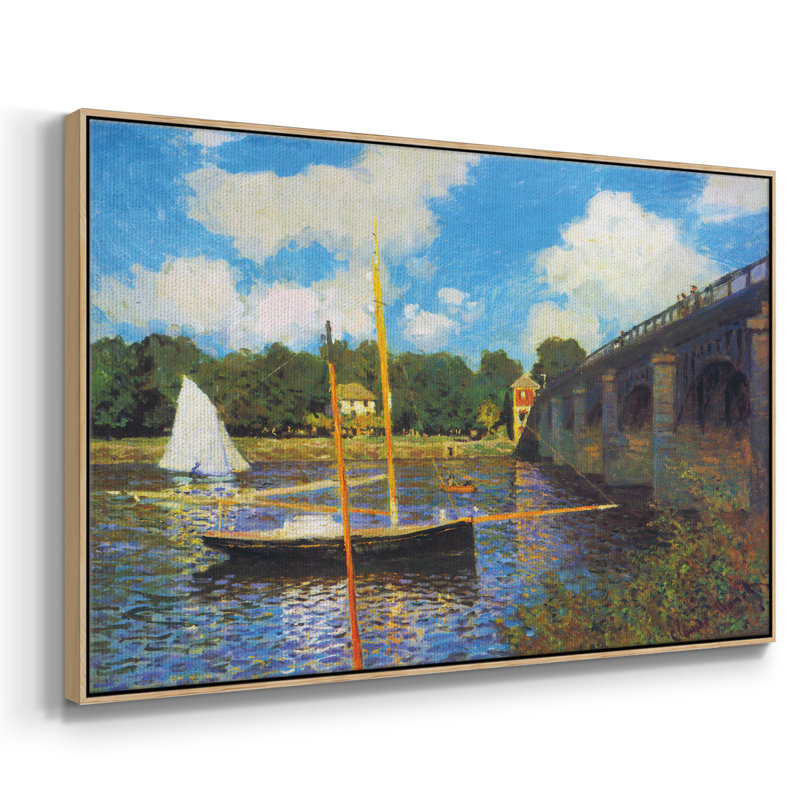 «The Road Bridge, Argenteuil» par Claude Monet - reproduction sur toile flottante, H 17 po x l 25 po x P 2 po, Bois naturel