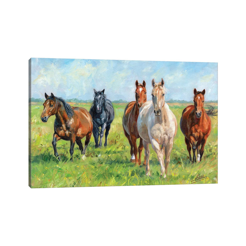 Chevaux sauvages par David Stribble - reproduction d'art, Toile tendue, H 18 po x l 26 po x P 1,5 po