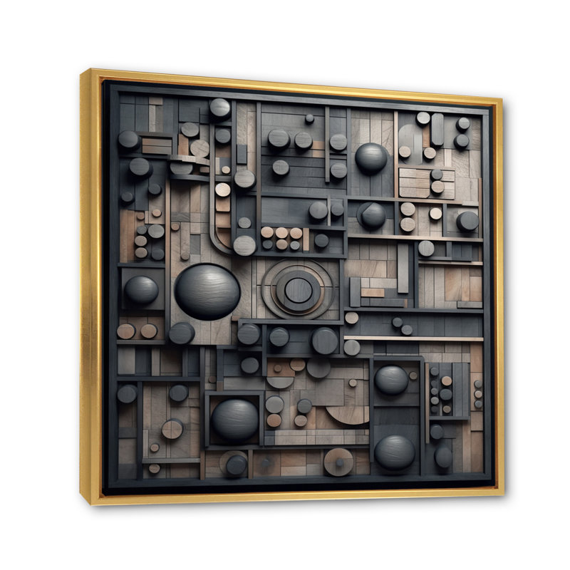 Cubic Geometric Dreams II sur impression sur toile, Cadre flottant doré, H 24 po x l 24 po x P 1 po