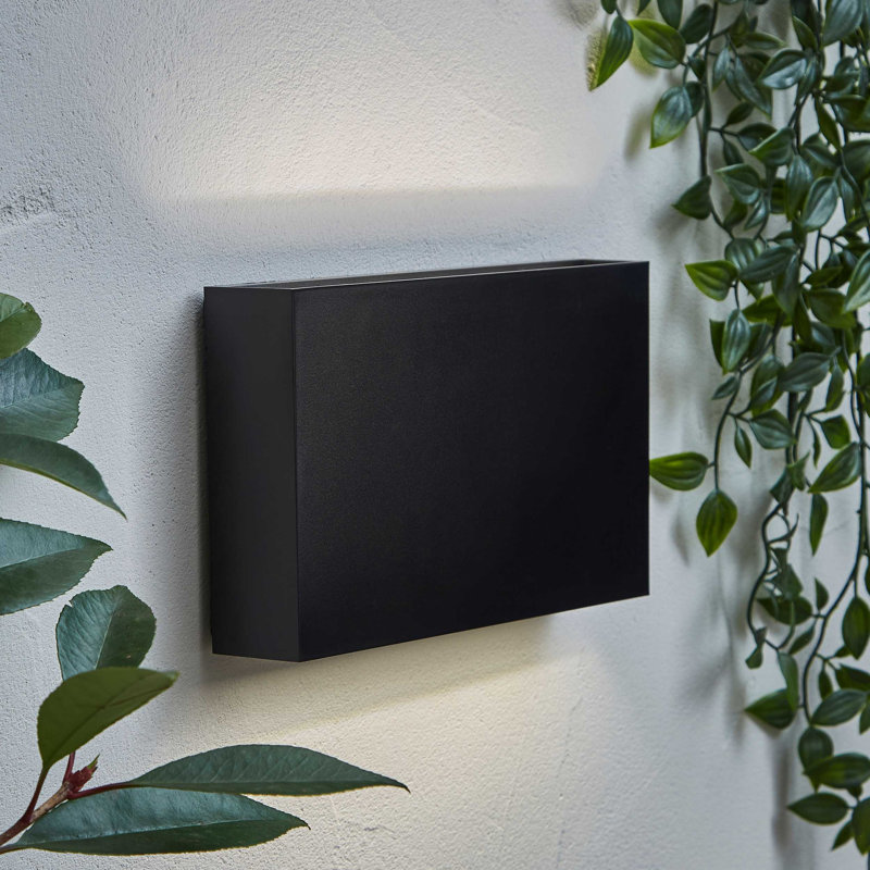 Matte Black Integrated LED Outdoor Sconce, Up/Down, 12.5cm H x 20cm W x 3.9cm D