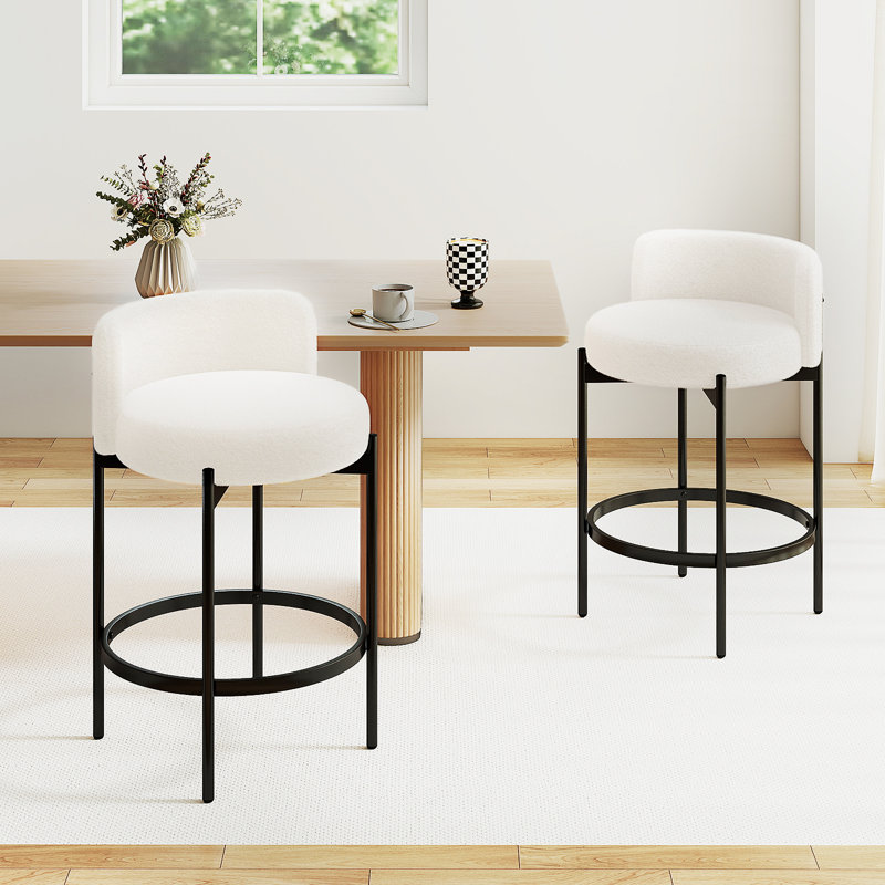 Counter Stools Set of w/Curved Backrest Metal Frame Comfy Footrest, 2