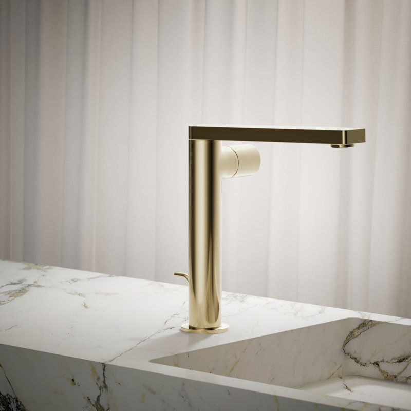 Single-Handle Bathroom Faucet with Drain Assembly, Vibrant French Gold
