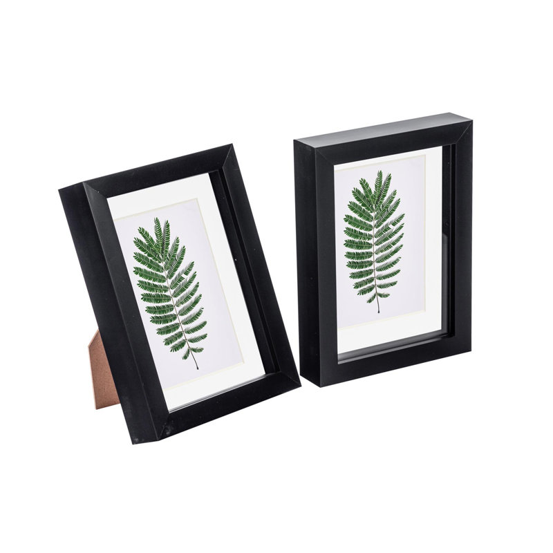 Nicola Spring - 3D Box Photo Frames - 5 x 7" with 4 x 6" Mount, Black/White, 5" x 7"