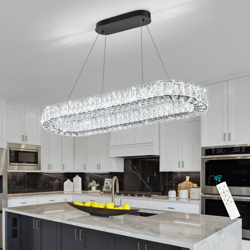 Lustre moderne pour salle à manger, 39.3" Long, Black