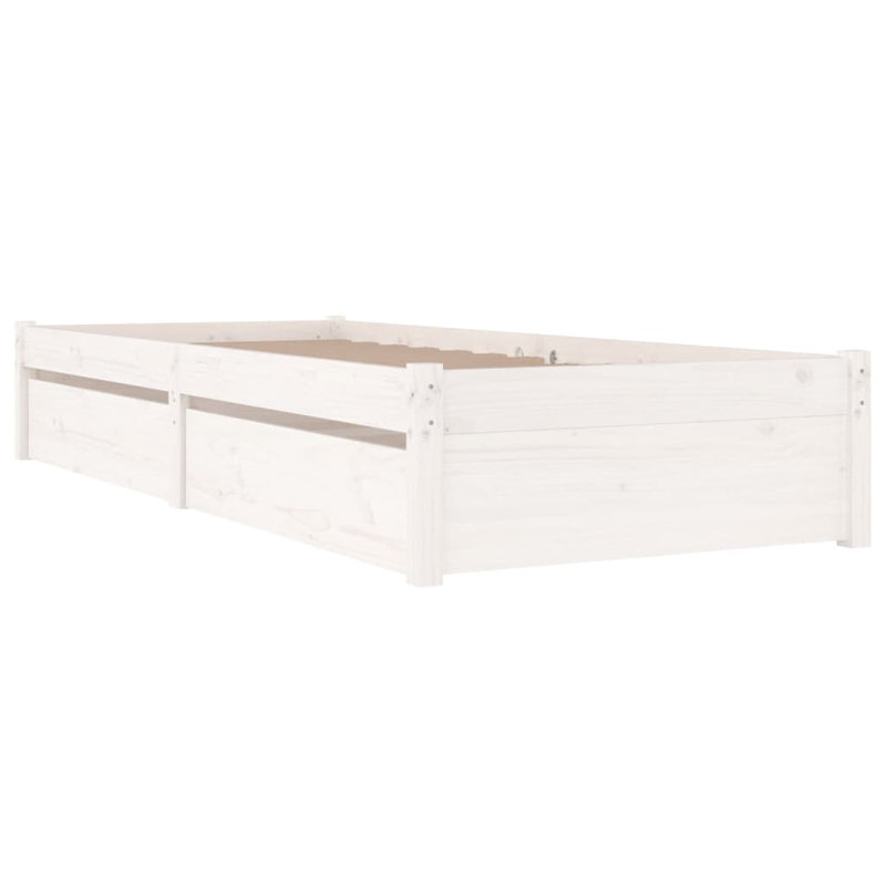 Bed Frame with Drawers, White, Small Single (2'6)