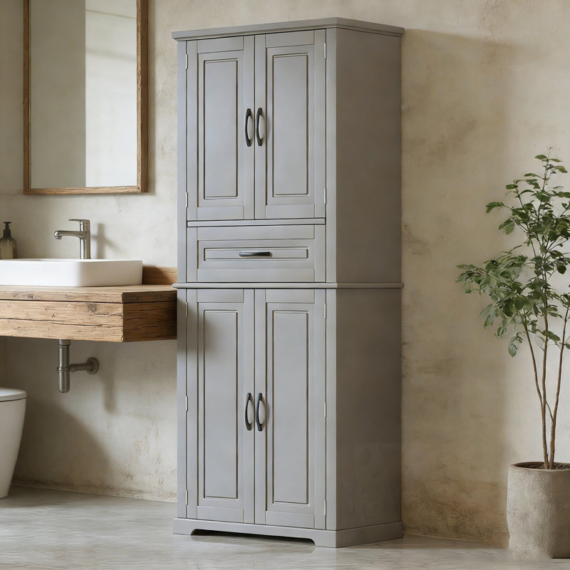 Gakona Cabinet with Drawer and Adjustable Shelf, Grey