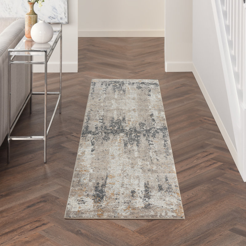 Tapis contemporain contemporain crème, Tapis de couloir 2 pi 2 po x 7 pi 6 po