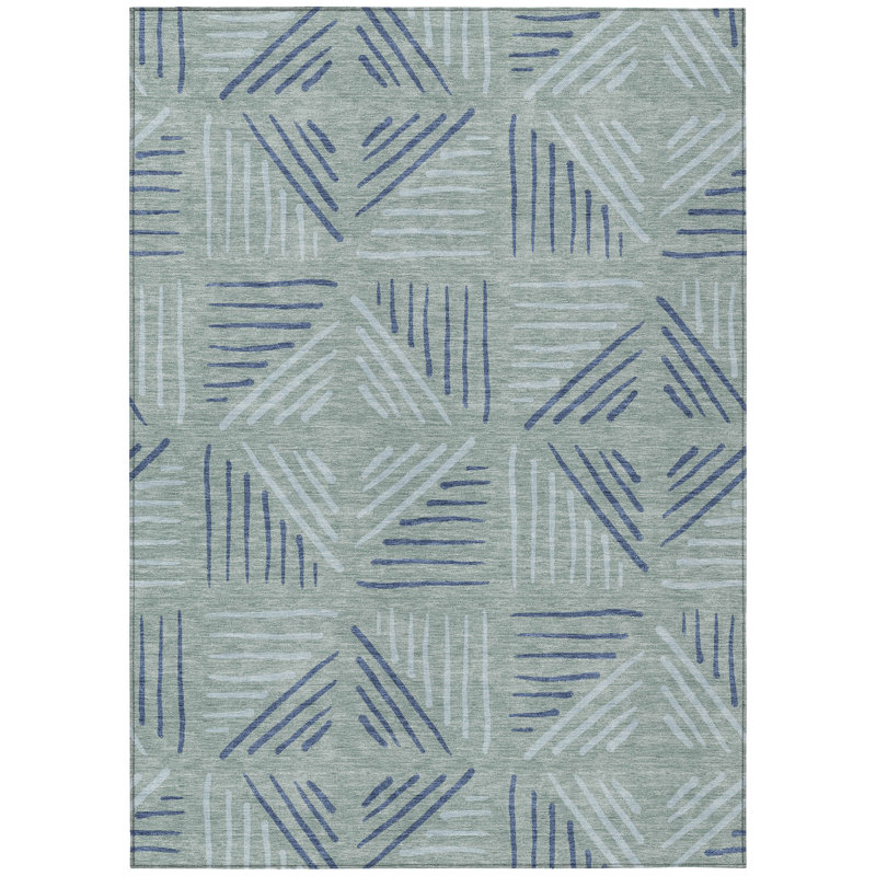 Machine Washable Indoor/Outdoor Kugler ACN2413 Geometric Rug, Rectangle 3' x 5'