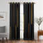 2 pièces rideaux à rayures verticales noires et dorées, rideaux de style minimaliste, rideaux à motif géométrique imprimé à œillets, habillage de fenêtre pour le décor de la chambre à coucher-567560774