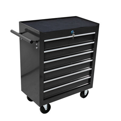 Rolling Tool Chest, 6 Drawer Tool Box with Wheels, Heavy Duty Industrial Service Cart Storage Organizer with Locking System