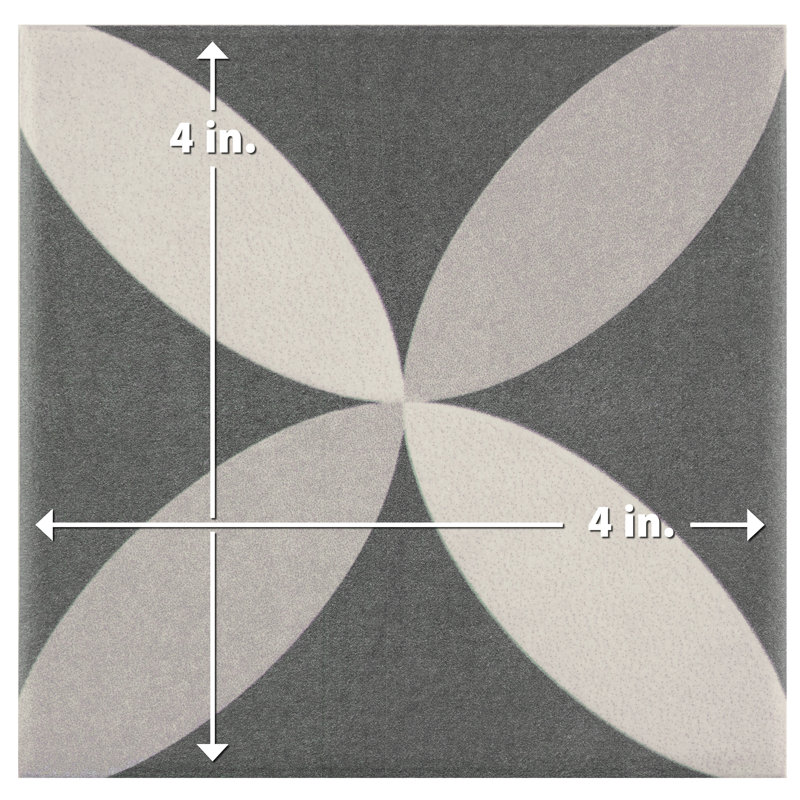 Twenties Mini 4" x 4" Ceramic Patterned Wall & Floor Tile
