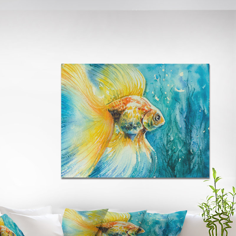 « un poisson rouge », impression, H 30 po x l 40 po x P 1,5 po, Toile tendue