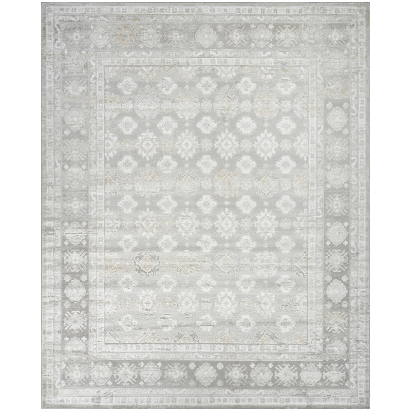 Leuchte 7'10" x 9'10" Grey Vintage Indoor Rug, Rectangle 7'10" x 9'10"