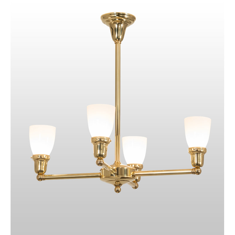 Lustre 4 lumières Revival Oyster Bay, Laiton poli non laqué