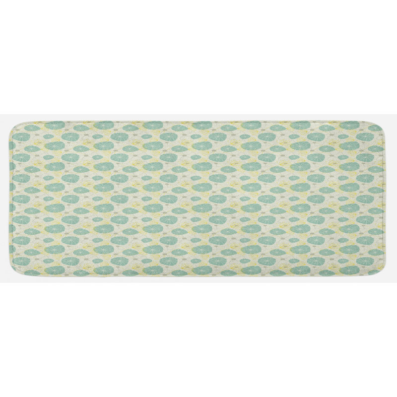 Cottage / Country Floral Synthetic Kitchen Mat, Blue