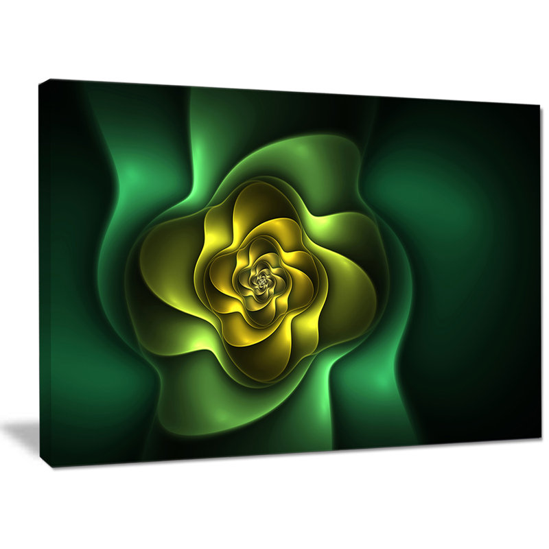 «Fractal Green Flower on Black», impression sur toile tendue, H 20 po x l 20 po x P 1 po